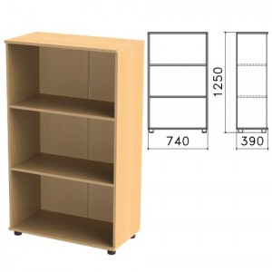 Шкаф (стеллаж) "Монолит" (ш740*г390*в1250 мм), 2 полки, цвет бук, ШМ51.1 640203