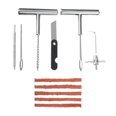 ЕРМАК Набор для ремонта бескамерных шин в кейсе 12 предметов