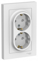 Systeme Electric AtlasDesign роз. СУ 2 мест. бел. Antibact. (пл.осн., земля, штор.) ATN000126 (10!)