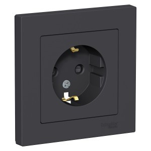 Systeme Electric AtlasDesign роз. СУ 1 мест. карбон (пл.осн., земля, штор.) ATN001044 (5!)