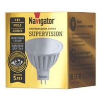 Navigator SUPERVISION MR16 GU5.3 230V 6W(480lm) 4000K 4K 50х48 Ra97 NLL-MR16-6-230-4K-GU5.3-FR-SV
