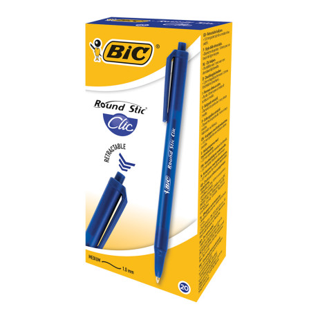 Авторучка шариковая BIC синяя с кнопкой "Раунд Стик Клик", наконечник 1,0 мм, 926376
