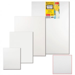 Холсты грунтованные на подрамнике BRAUBERG набор 4 шт., прямоуг., 100% лен, среднее зерно, 191029