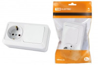 TDM Ладога блок горизонт. (роз. + 1 кл. выкл.) ОУ бел. (земля, IP20) БКВР (5!) SQ1801-0101