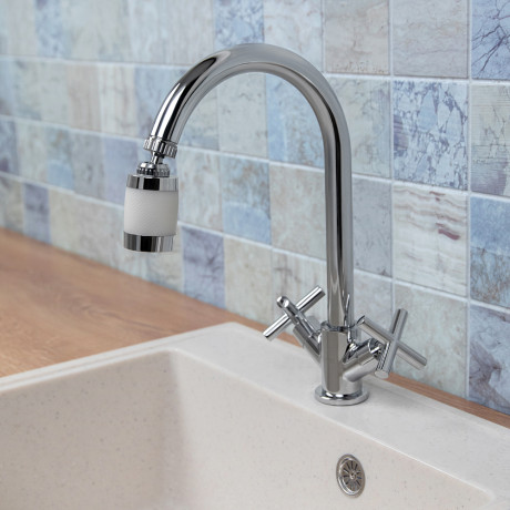 Аэратор-насадка для смесителя с фильтром, 2 режима, хром/белый