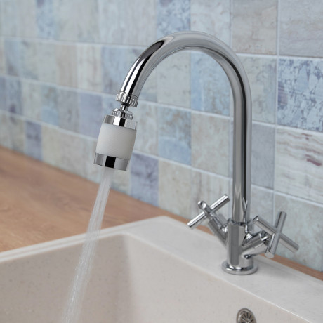 Аэратор-насадка для смесителя с фильтром, 2 режима, хром/белый