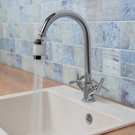 Аэратор-насадка для смесителя с фильтром, 2 режима, хром/белый