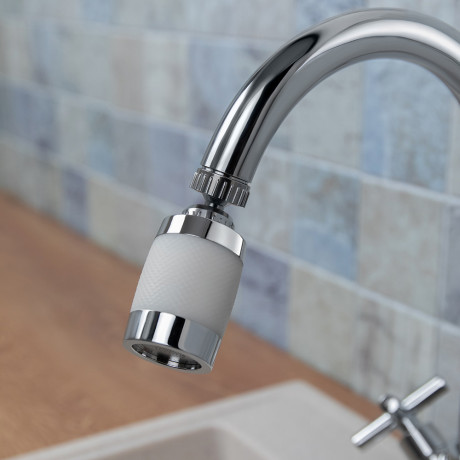 Аэратор-насадка для смесителя с фильтром, 2 режима, хром/белый