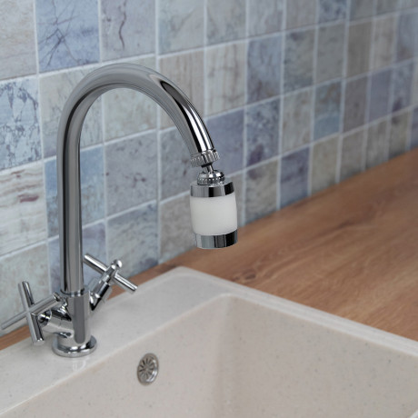 Аэратор-насадка для смесителя с фильтром, 2 режима, хром/белый