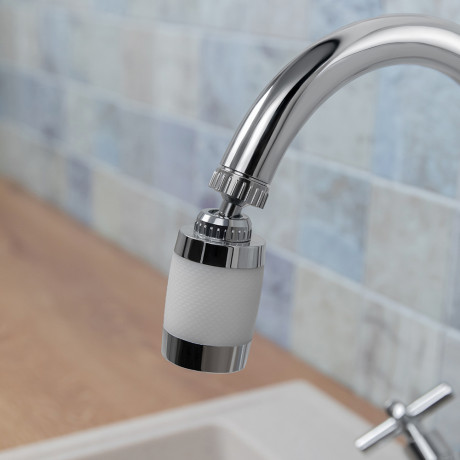 Аэратор-насадка для смесителя с фильтром, 2 режима, хром/белый