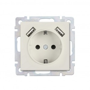 Smartbuy Нептун мех. роз. СУ с заземлением и 2-мя USB 16А бежевая  (SBE-05i-16-S1-USB)