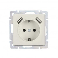 Smartbuy Нептун мех. роз. СУ с заземлением и 2-мя USB 16А бежевая  (SBE-05i-16-S1-USB)