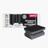 Губки для посуды поролон/абразив,85*65*40мм,профилированные,5шт,Графит,031060/ YORK