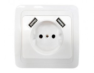 ASD/InHome CLASSICO роз. СУ 1 мест.+2USB 16А бел. (керам. осн.) 2147