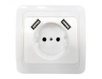 ASD/InHome CLASSICO роз. СУ 1 мест.+2USB 16А бел. (керам. осн.) 2147