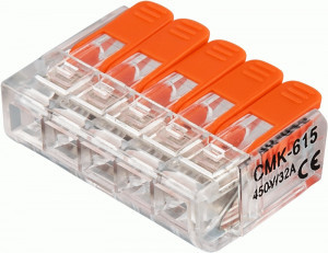 Navigator Клеммы монтажные 5-конт. 0,2–2,5 1-жил./0,2–2,5 многожил. NTC-R1-5-B5 (5 шт/упак) 61687