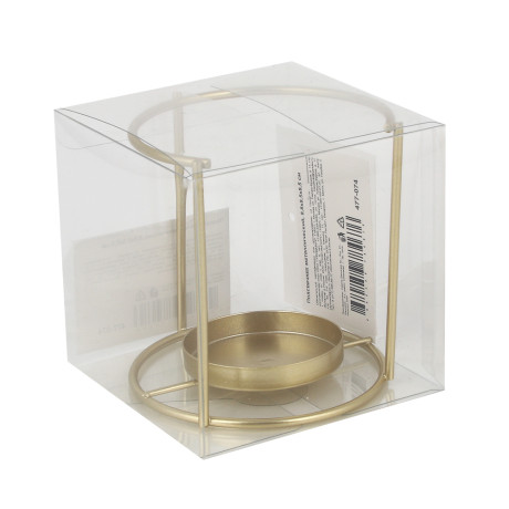 Подсвечник металлический, 8,8х8,5х8,5, два цвета, цвет черный, золотой