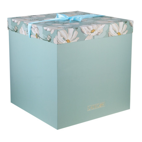 Коробка подарочная складная с лентой, бумага с фольгированным слоем, 30х30х30см, 3 цвета, арт К1