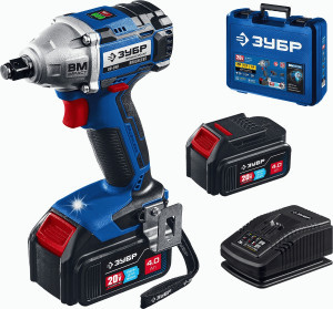 ЗУБР гайковерт бесщеточный Т7, 20В, 280Нм, 2 АКБ (4Ач), кейс, GB-250-42