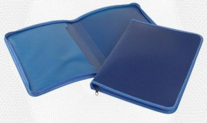 Папка конверт на молнии с 3-х сторон пластиковая,внутр.карман,синяя 142957