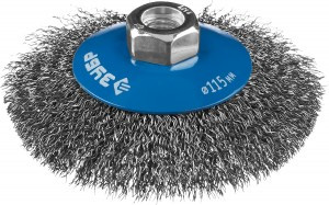 ЗУБР "ПРОФЕССИОНАЛ". Щетка коническая для УШМ, витая стальная проволока 0,3мм, 115ммхМ14