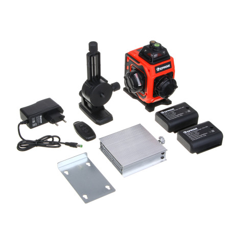 ЕРМАК Уровень лазерный 16 лучей (4D),2АКБ+ЗУ,экран зарядки, пульт,кронтшейн,платформа, сумка чехол