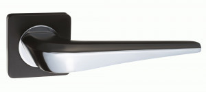 Ручка дверная компл.квадрат.основ. РЕНЦ Фиоре черный/хром блестящий INDH 425-02 B/CP