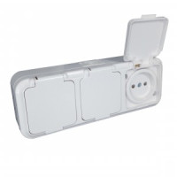 Bylectrica ПРАЛЕСКА АКВА блок (роз. 3 мест. 16А ОУ бел. (крышка, IP54, ABS) белый (РА16-0131)