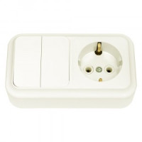 Bylectrica ПРАЛЕСКА Блок (2 выкл. + роз земля) ОУ беж., (2В-РЦ-529 беж.)