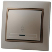 Lezard Мира выкл. СУ 1 кл. 10А (проходн., инд.) перламутр с коричн. вставкой (корп.PC)  701-3031-114