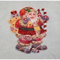 Плакат новогодний 225-2 40 см Дед Мороз с мешком