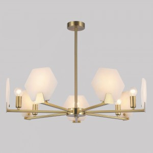 Eurosvet люстра E14 7x40W 730х730х460 металл латунь/мрамор Marble 60158/7 Умный дом a065050