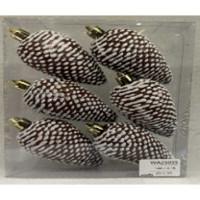 Шар WA25055 6 шт 10 см Шишка шоколад с инеем (144)