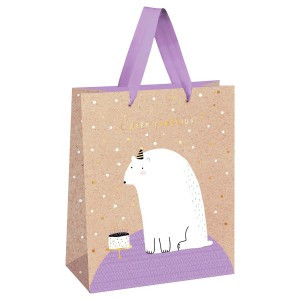 Пакет подарочный 26*32*12см MESHU "С Днем рождения", отд. фольгой, выборочный лак, крафт 354574