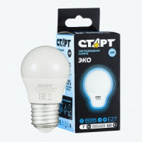 СТАРТ лампа св/д Шар G45 E27 7W(560lm) 6500K 6K 79x45 матов пласт/металл холодный белый WS 17259