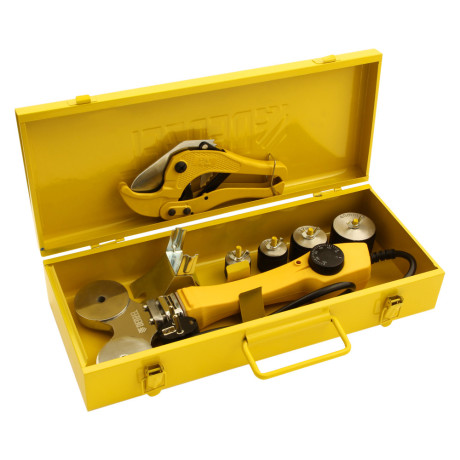 Аппарат для сварки пластиковых труб DWP-750, 750 Вт, 0-300 град, 4 насадки, 20-40 мм Denzel