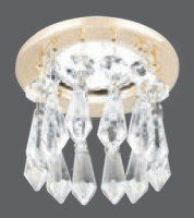 Gauss PT004 св-к встр. MR16 Круг подвес длин. Кристаллы 85(65)x100 Крист/Зол