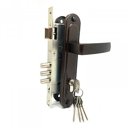 Замок врез ЗВ4-85.3-02 Зенит (медь, м/о-85мм, 5кл.) с ручками   \10