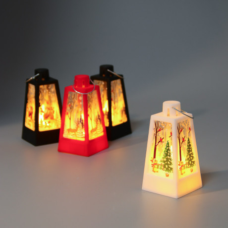 СНОУ БУМ Светильник декоративный LED в виде фонаря, 4,5x9,2см, PP, 3хAG10, 1 режим, 4 дизайна
