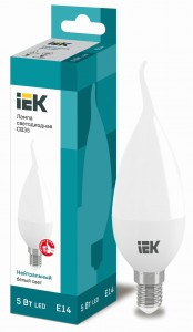 IEK свеча на ветру C35 E14 5W(380lm) 4000K 4K 115x35 матов. ECO LLE-CB35-5-230-40-E14