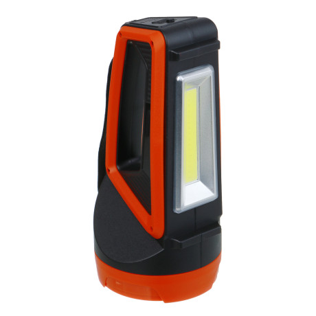 ЕРМАК Фонарь прожектор, LED + COB, 6 режимов, 2400мАч, USB кабель, 9х9х20см, пластик