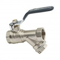AQUALINK Кран шар. 3/4&quot; с косым фильтром, (вн-вн, г/г) рычаг, 1164