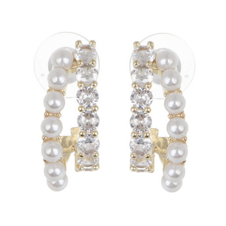 Серьги, медь, цирконий, 2 дизайна, БЖ25-1