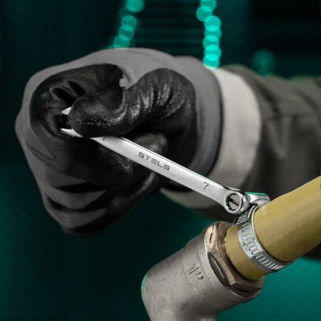 Ключ комбинированный, 7 мм, CrV, матовый хром Stels