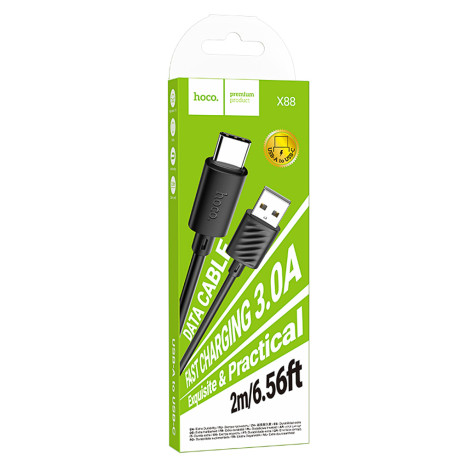 hoco. Кабель для зарядки модель X88, USB-C 2м, цвет: черный
