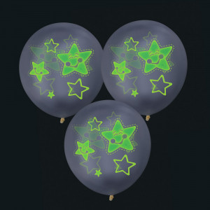 ВСЁГАЗИН Набор воздушных шаров с флуоресцентным покр. с рисунками, 3 шт, 12&quot;
