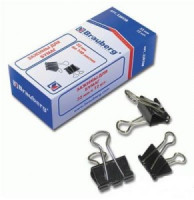 Набор зажимов для бумаг  BRAUBERG 32мм, на 140л., черные, 12шт., в карт.коробке, 220560