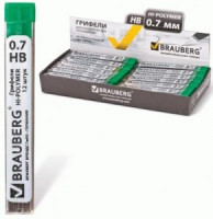 Грифель запасной BRAUBERG Hi-Polymer HB 0,7 мм, 12 шт., 180446