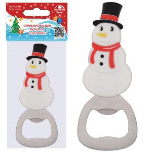 Открывалка д/бутылок "Снеговик", 8,5*3,5 см (кратность 3!!!) VL2-181 Мультидом