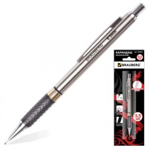 Карандаш мех. BRAUBERG "Black Jack", метал. корпус, 0,5мм, 180463